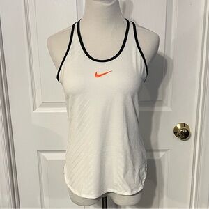 Nike DRI-FIT White Women’s Tank Top with Orange Logo